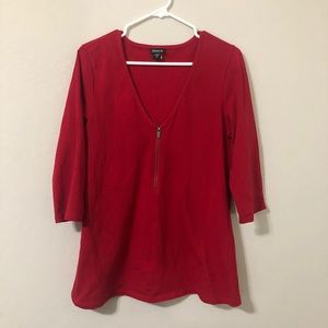 Red Zip Up Blouse